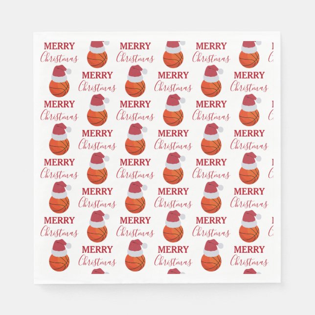 Christmas Basketball Sports Ball Party Napkins (Front)