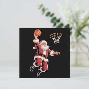 Christmas Basketball Sports Lover Santa Playing Holiday Card