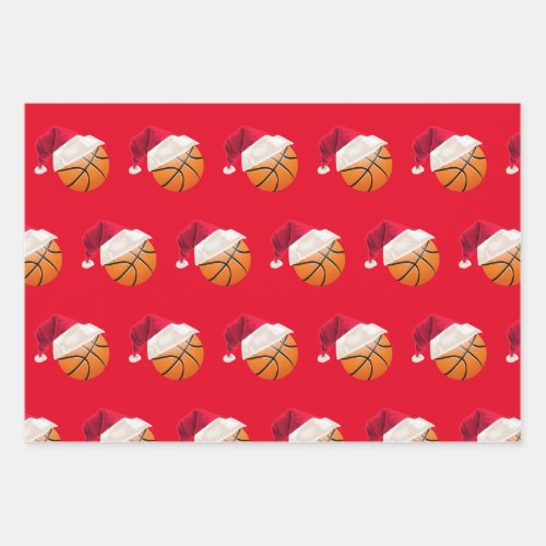 Christmas Basketball Sports Santa Holiday Wrapping Paper Sheets