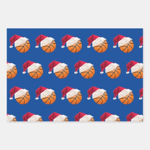 Christmas Basketball Sports Santa Holiday Wrapping Paper Sheets