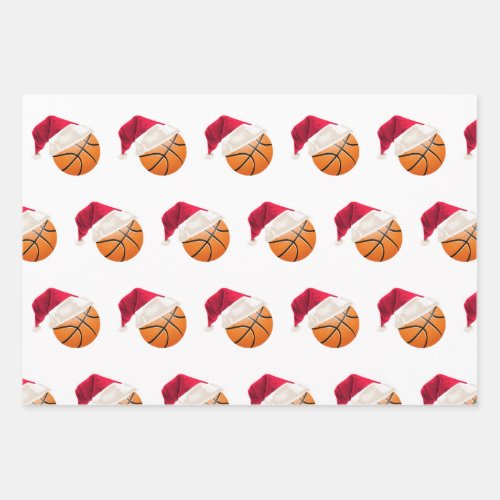 Christmas Basketball Sports Santa Holiday Wrapping Paper Sheets