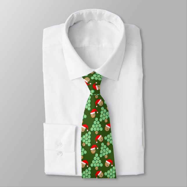 Christmas Basketball Tree Santa Hats Neck Tie (Tied)