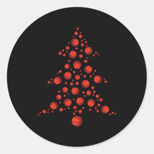 Christmas Basketball Tree Xmas Boys Girls Men Team Classic Round Sticker