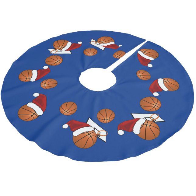 Christmas Basketballs  Brushed Polyester Tree Skirt (Angled)