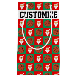 Christmas Basketballs & Santa Custom Player Name Small Gift Bag
