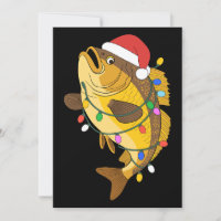 Christmas Bass Fish Santa Hat Lights Fishing Xmas