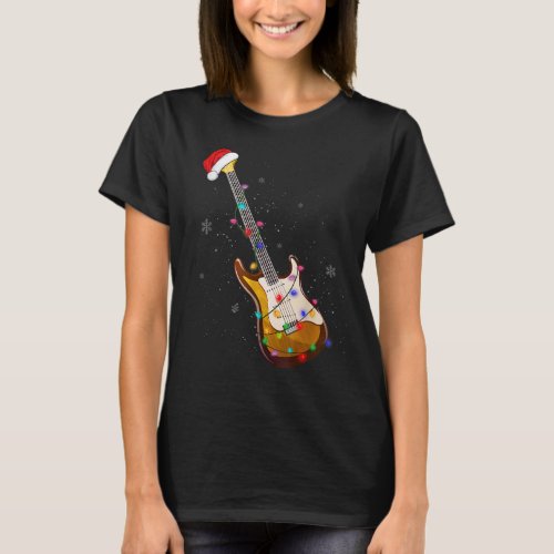 Christmas Bass Guitar Love Santa Music Instrument  T_Shirt