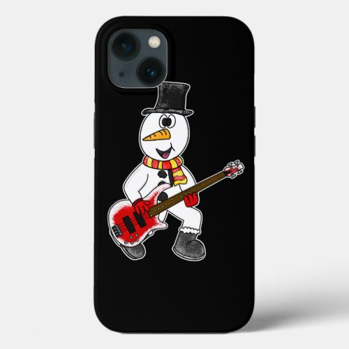 Christmas Bass Guitar Snowman Playing Bass Xmas iPhone 13 Case