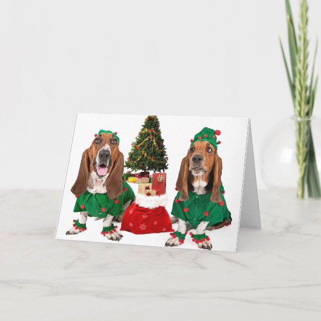 Christmas Basset Card  Blank Inside (Front)