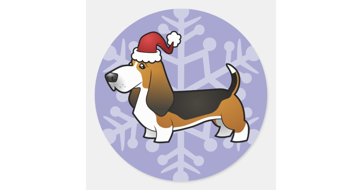 Christmas Basset Hound Classic Round Sticker