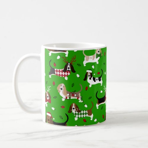 Christmas Basset Hound Coffee Mug