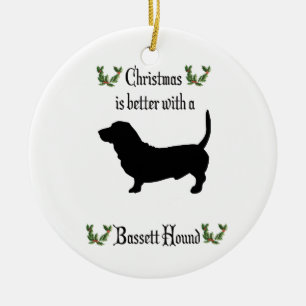 Christmas Basset Hound Dog Ornament