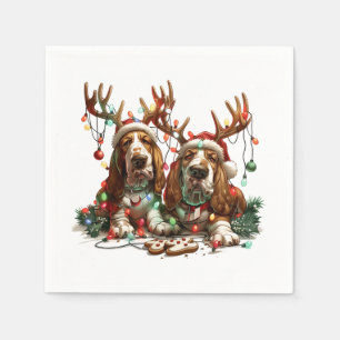 Christmas Basset Hound Dogs Napkins