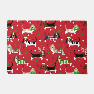 Christmas Basset Hound Doormat