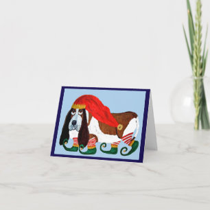 Christmas Basset Hound Elf Invitation