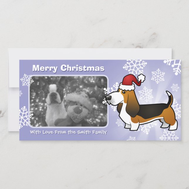 Christmas Basset Hound Holiday Card (Front)