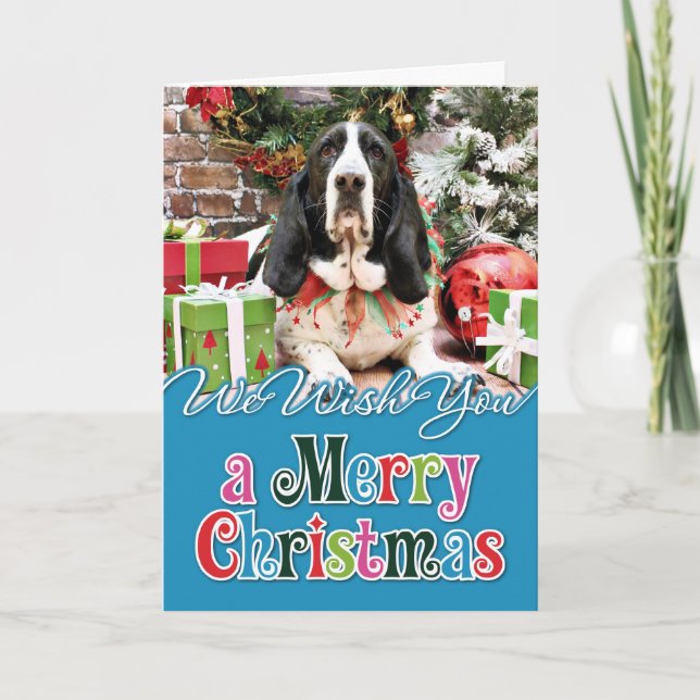 Christmas - Basset Hound - Jasmine Holiday Card (Front)