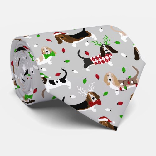 Christmas Basset Hound Neck Tie