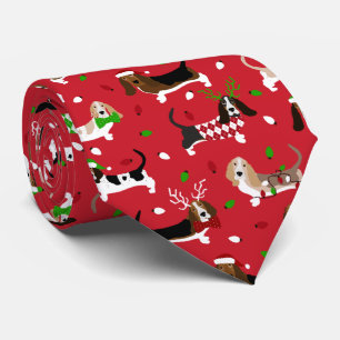 Christmas Basset Hound Neck Tie