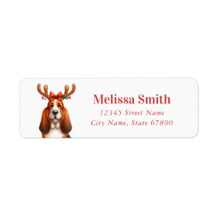 Christmas Basset Hound Return Address Labels