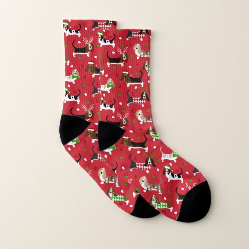 Christmas Basset Hound Socks