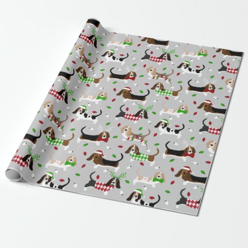 Christmas Basset Hound Wrapping Paper