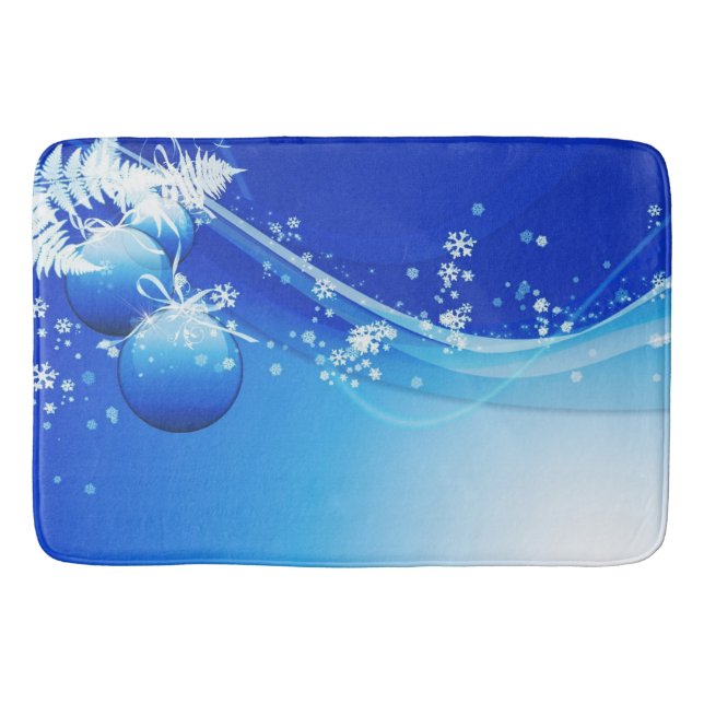 Christmas Bath Mat/Blue Ornaments Bathroom Mat (Front)