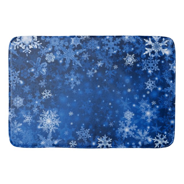 Christmas Bath Mat/Blue Snowflakes Bathroom Mat (Front)