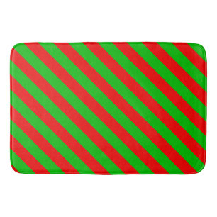 Christmas Bath Mat/Red and Green Stripes Bathroom Mat