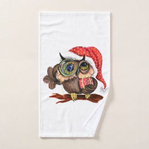 Christmas Bath Towel Set Baby Owl with Gifts