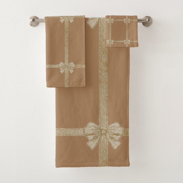 Christmas Bath Towel Sets, Bow (Insitu)