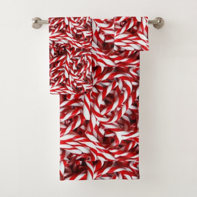 Christmas Bath Towel Sets, Candy Cane (Insitu)