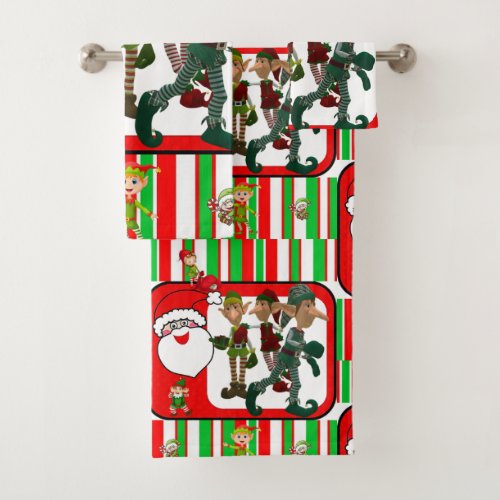 Christmas Bath Towel Sets Elf