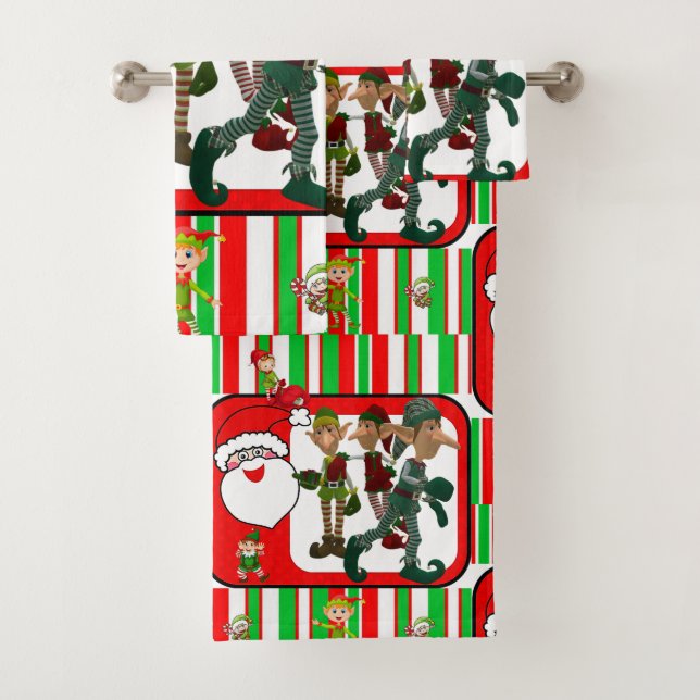Christmas Bath Towel Sets, Elf (Insitu)