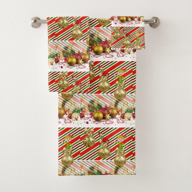 Christmas Bath Towel Sets, Elf (Insitu)