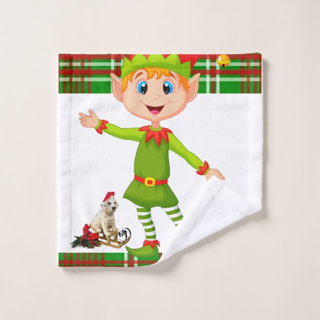 Christmas Bath Towel Sets, Elf (Wash Cloth)