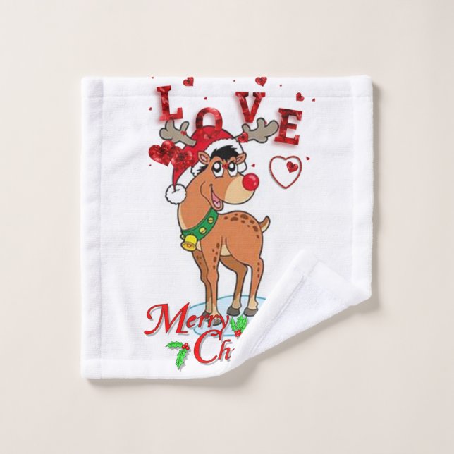 Christmas Bath Towel Sets, Merry Christmas (Wash Cloth)
