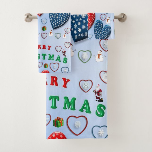Christmas Bath Towel Sets, Merry Christmas (Insitu)