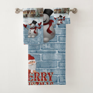 Christmas Bath Towel Sets, Merry Christmas
