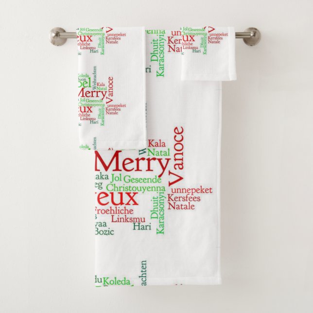 Christmas Bath Towel Sets, Merry Christmas (Insitu)