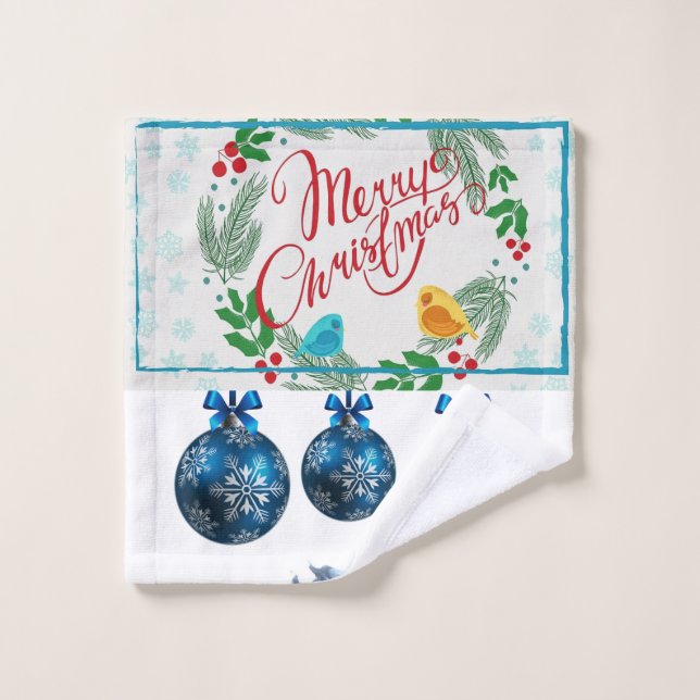 Christmas Bath Towel Sets, Merry Christmas (Wash Cloth)