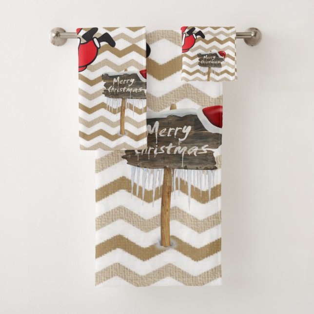 Christmas Bath Towel Sets, Merry Christmas (Insitu)