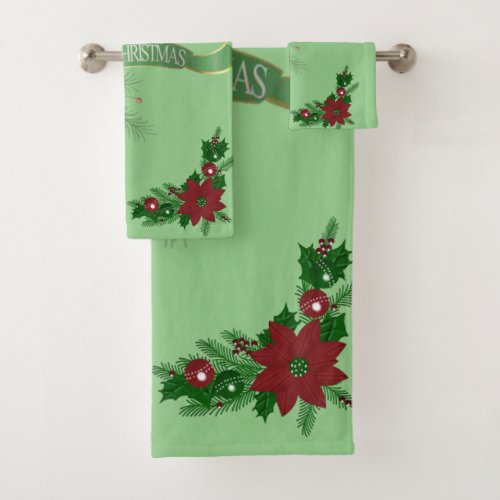 Christmas Bath Towel Sets Merry Christmas