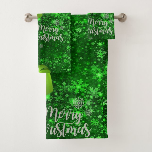Christmas Bath Towel Sets, Merry Christmas (Insitu)