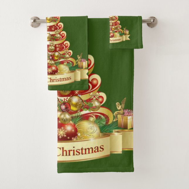 Christmas Bath Towel Sets, Merry Christmas (Insitu)