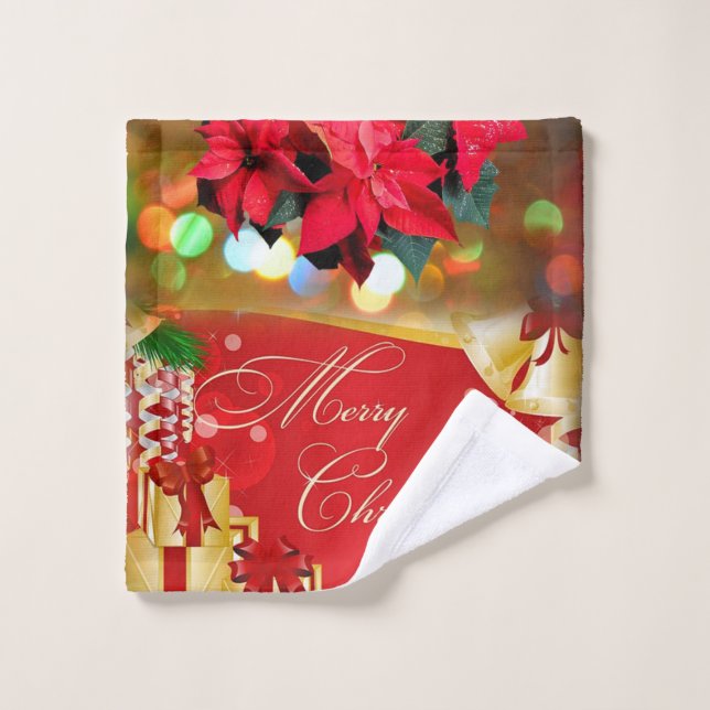 Christmas Bath Towel Sets, Merry Christmas (Wash Cloth)