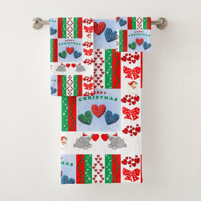 Christmas Bath Towel Sets, Merry Christmas (Insitu)