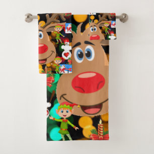 Christmas Bath Towel Sets, Reindeer