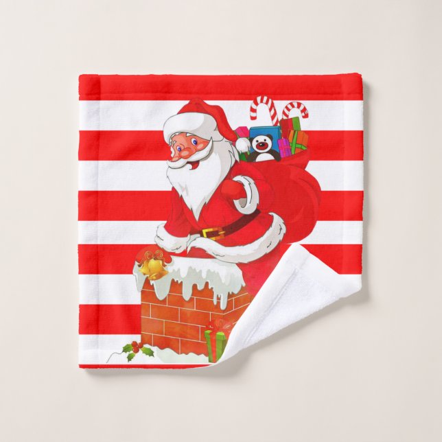 Christmas Bath Towel Sets, Santa (Wash Cloth)