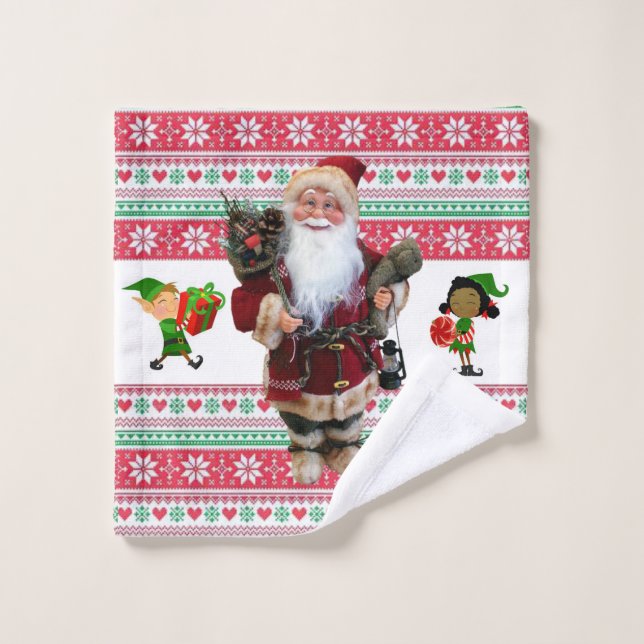 Christmas Bath Towel Sets, Santa (Wash Cloth)
